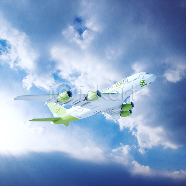 사람없음 3D PSD 디지털합성 편집이미지 구름(자연) 디지털아트 비행 비행기 야외 주간 편집 하늘 합성