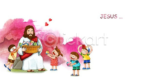 믿음 희망 남자 사람 성인 어린이 여러명 여자 PSD 일러스트 계란 기독교 바구니 부활절 수채화(물감) 예수 종교 추수감사절 캘리배경