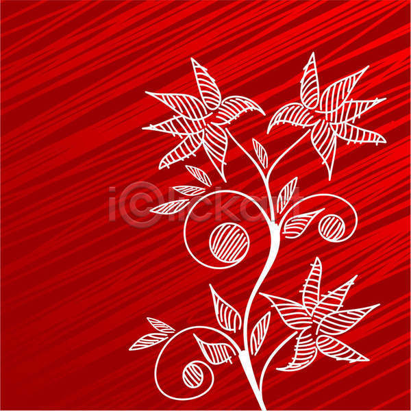 빈티지 사람없음 EPS 라인일러스트 일러스트 해외이미지 꽃 백그라운드 빨간색 잎 잎줄기 해외202004