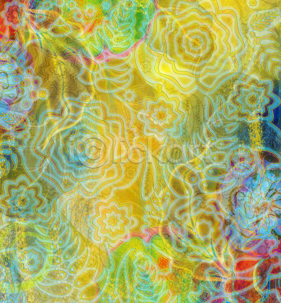 사람없음 JPG 포토 해외이미지 꽃 꽃무늬 노란색 디자인 백그라운드 벽지 잎 패턴 해외202004
