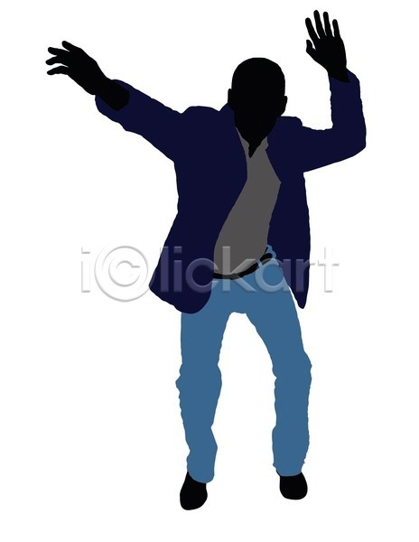사람없음 성인 JPG 실루엣 일러스트 포토 해외이미지 검은색 고립 긍정 모션 부채 셔츠 재킷 청바지 춤 파란색 해외202004 흰색