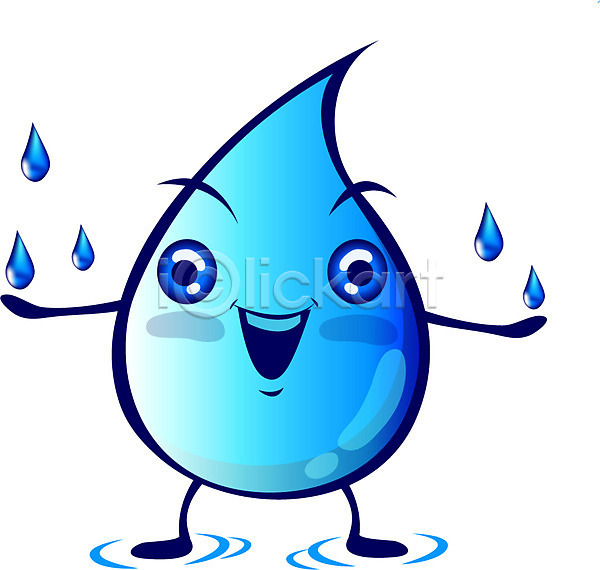 사람없음 EPS 일러스트 날씨캐릭터 물 물방울 물방울캐릭터 비(날씨) 빗방울 우산 자연 캐릭터 컬러 파란색