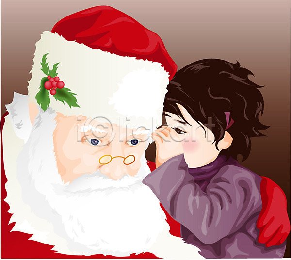 남자 남자만 두명 사람 어린이 EPS 일러스트 겨울 계절 기념일 대화 라이프스타일 산타클로스 소원 크리스마스 할아버지