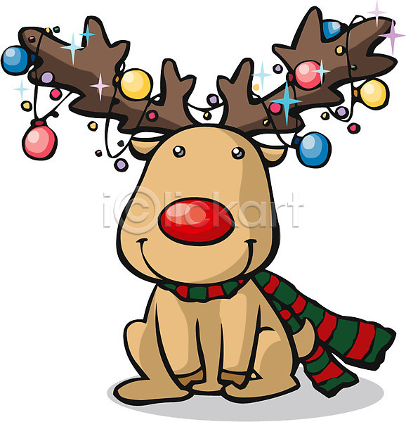 사람없음 EPS 일러스트 겨울 계절 기념일 동물 루돌프 목도리 사슴 육지동물 전등 척추동물 크리스마스 크리스마스장식 포유류