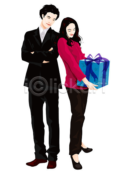 사랑 남자 두명 사람 여자 EPS 일러스트 기념일 라이프스타일 발렌타인데이 상자 선물 선물상자 쇼핑 커플 프로포즈 화이트데이