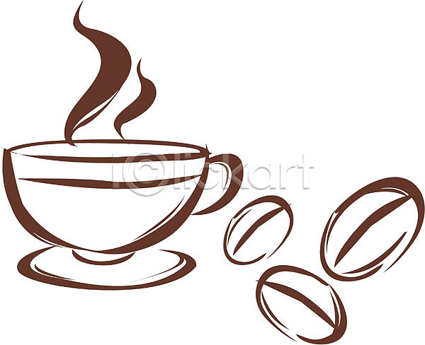 사람없음 EPS 라인아이콘 라인일러스트 아이콘 원두 음료 음식 찻잔 커피 커피잔 컵받침 한잔
