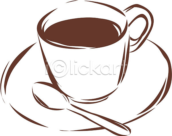 사람없음 EPS 라인아이콘 라인일러스트 아이콘 숟가락 음료 음식 찻잔 커피 커피잔 컵받침 티스푼 한잔