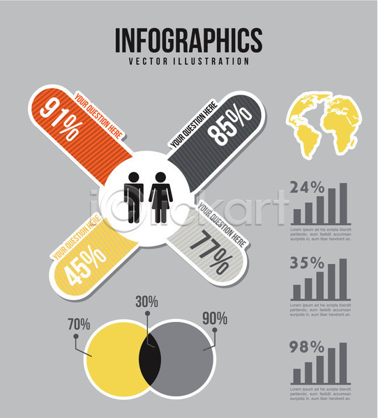 사람모양 사람없음 EPS 일러스트 해외이미지 그래프 디자인 비즈니스 인포그래픽 정보 통계 해외202004 회색