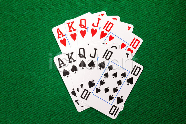 활발 사람없음 JPG 포토 해외이미지 게임 놀이 도박 백그라운드 빨간색 신용카드 에이스 우승 직물 초록색 포커 해외202004