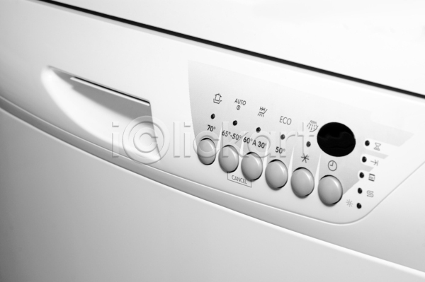 사람없음 JPG 포토 해외이미지 흑백 가사 가정 기계 버튼 빨래 세탁기 스위치 씻기 온도 장비 전자제품 제어 타이머 판넬 해외202004 흰색