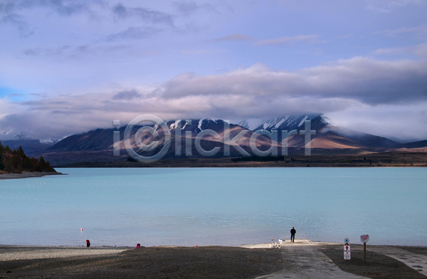 사람없음 JPG 포토 해외이미지 관광지 구름(자연) 뉴질랜드 물 산 야외 자연 풍경(경치) 하늘 해외202004 호수