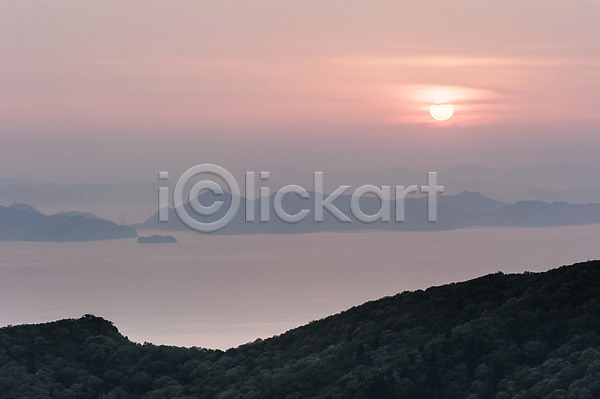 사람없음 JPG 포토 바다 섬 안개 야외 일몰 일출 주간 태양 풍경(경치) 한국