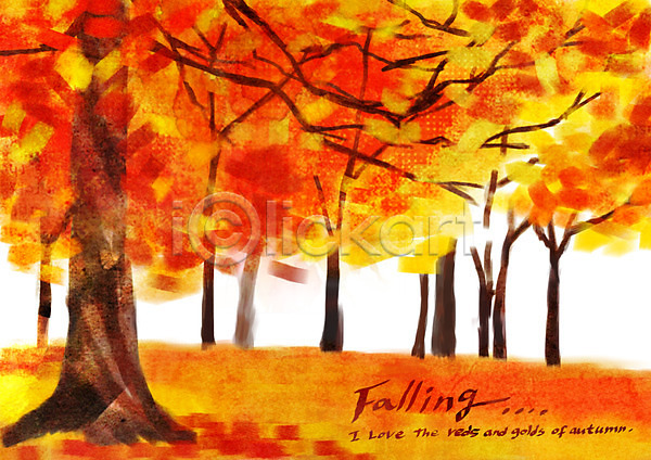 사람없음 PSD 일러스트 가을(계절) 가을배경 가을풍경 계절 나무 낙엽 단풍 백그라운드 야외 주간 풍경(경치)