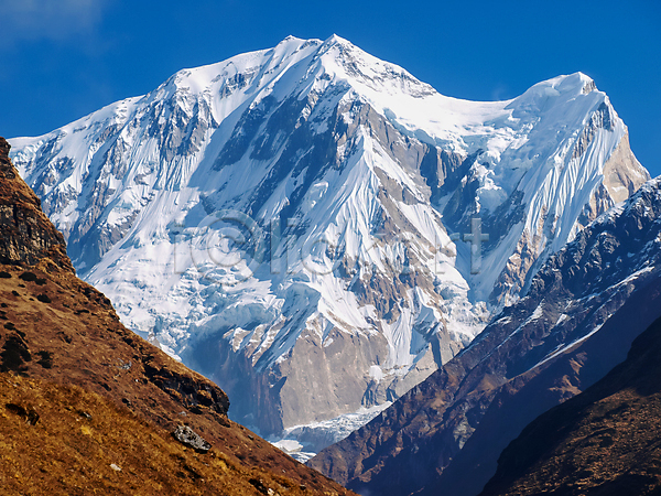 사람없음 JPG 포토 해외이미지 가을(계절) 골짜기 날씨 네팔 빙하 산 산봉우리 자연 트래킹 풍경(경치) 하늘 하이킹 해외202004 히말라야