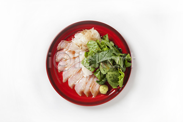 사람없음 JPG 포토 하이앵글 샐러드 생선회 스튜디오촬영 실내 오브젝트 음식 일본음식 접시