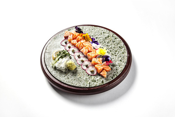 사람없음 JPG 포토 생선회 스튜디오촬영 실내 연어회 오브젝트 음식 일본음식 접시