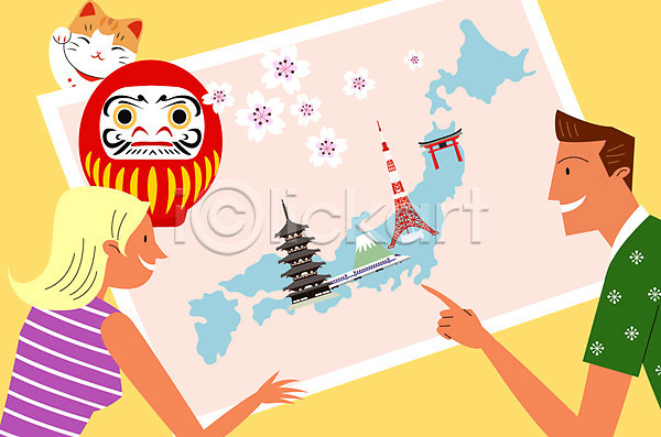 계획 전통체험 체험 남자 두명 성인 여자 AI(파일형식) 일러스트 고속열차 고양이인형 다루마 도쿄타워 마네키네코 신사(일본건축) 여행 여행객 일본 일본문화 일본여행 지도 탑