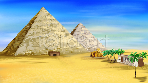 신비 사람없음 JPG 일러스트 포토 해외이미지 그림 나무 노란색 덮개 디지털 만화 모래 백그라운드 사막 시력 애니메이션 야외 여행 이집트 풍경(경치) 피라미드 해외202004
