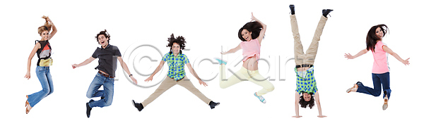 기쁨 시원함 행복 10대 백인 사람 여러명 여자 JPG 포토 해외이미지 건강 고립 그룹 많음 모션 미소 섞기 옷 운동복 유행 점프 춤 친구 학교 학생 해외202004 해외포토 흰색