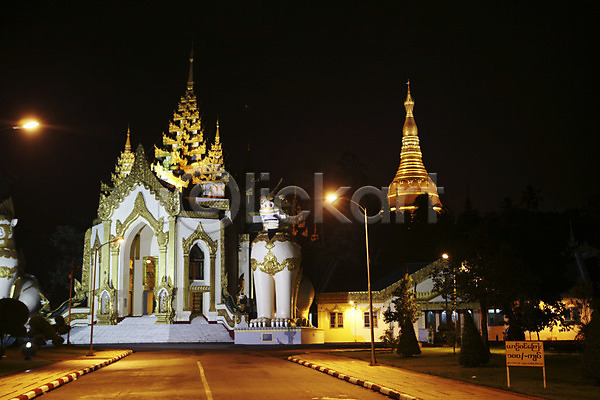 사람없음 JPG 포토 미얀마 불교 불탑 쉐다곤파고다 아시아 야간 야외 양곤 풍경(경치) 해외