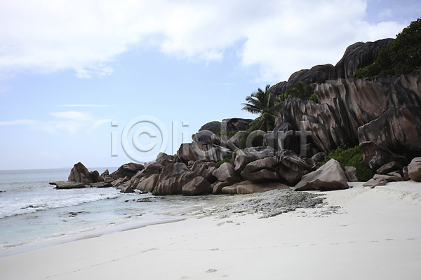 사람없음 JPG 포토 라디그 모래사장 바다 바위(돌) 세이셸 아프리카 야외 주간 풍경(경치) 해변 해외