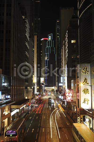 사람없음 JPG 포토 간판 거리 도로 도시 빌딩 아시아 야간 야경 야외 풍경(경치) 해외 홍콩