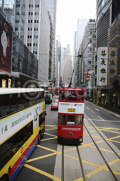 사람없음 JPG 포토 도로 도시 빌딩 승용차 아시아 야외 이층버스 주간 풍경(경치) 해외 홍콩