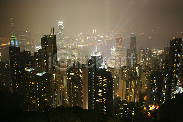 사람없음 JPG 포토 항공촬영 도시 빌딩 아시아 야간 야경 야외 풍경(경치) 해외 홍콩