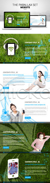 성인 세명 여자 한국인 PSD 사이트템플릿 웹템플릿 템플릿 기타 노트북 반응형 스마트폰 시차스크롤 웹 음악감상 음표 잔디 패럴렉스 헤드셋 홈페이지 홈페이지시안
