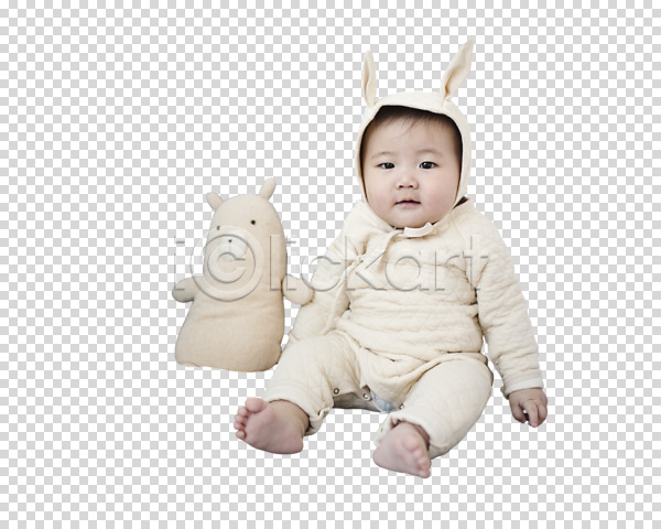 남자 남자만 동양인 소년 아기 어린이 어린이만 한국인 한명 PNG 앞모습 편집이미지 앉기 인형 전신 토끼옷 편집 편집소스
