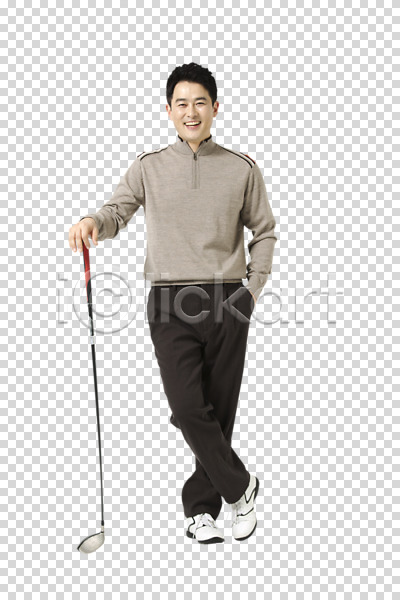 40대 남자 남자만 동양인 성인 한국인 한명 PNG 앞모습 편집이미지 골프 골프웨어 골프채 레저 서기 운동 웃음 전신 편집 편집소스