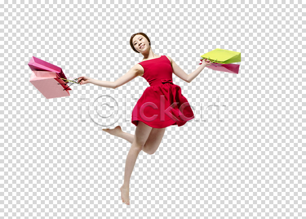 20대 동양인 성인 여자 여자만 한국인 한명 PNG 앞모습 편집이미지 들기 서기 쇼핑 쇼핑백 웃음 원피스 이벤트 전신 점프 춤 편집 편집소스