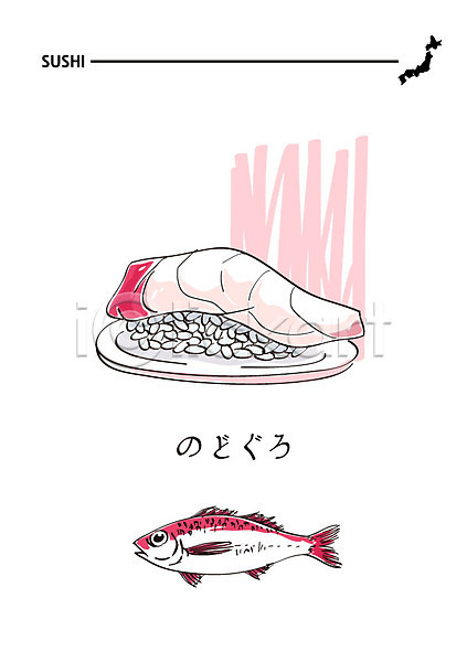 사람없음 AI(파일형식) 일러스트 도미 도미초밥 음식 일본어 일본음식 일식집 초밥 해산물