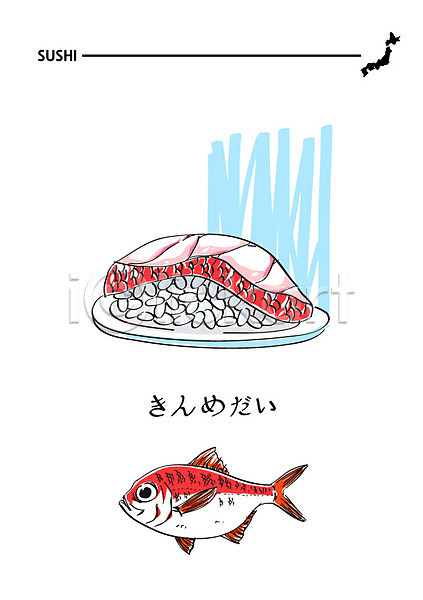 사람없음 AI(파일형식) 일러스트 금눈돔 음식 일본어 일본음식 일식집 초밥 해산물