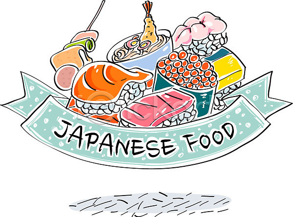 사람없음 AI(파일형식) 일러스트 라벨 어묵꼬치 우동 음식 일본 일본음식 초밥