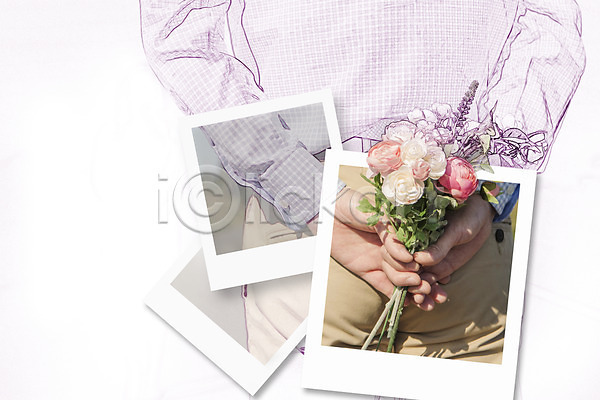 남자 성인 JPG 뒷모습 편집이미지 꽃 디지털아트 사진필름 콜라주 폴라로이드사진 프레임 프로포즈
