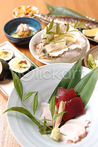 사람없음 JPG 포토 굴 김밥 다양 문어회 생선회 음식 일본음식 종류