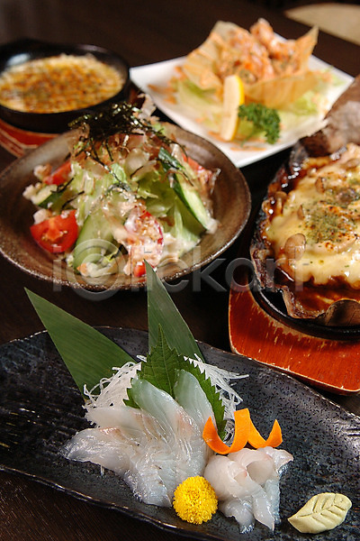 사람없음 JPG 포토 다양 샐러드 생선회 음식 일본음식 접시 종류