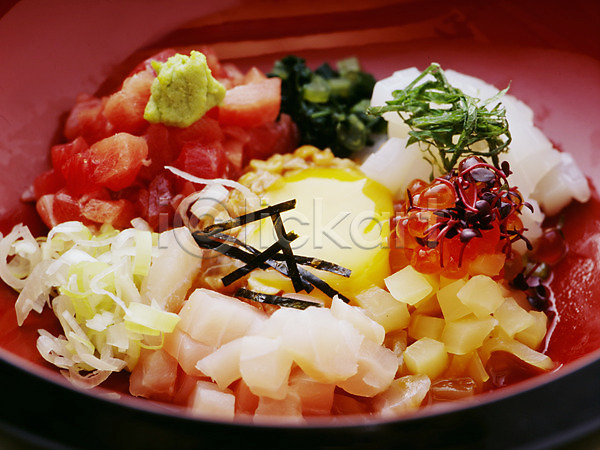 사람없음 JPG 포토 계란 고명 생선회 연어알 음식 일본음식