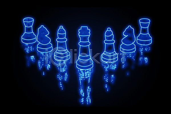 사람없음 JPG 디지털합성 편집이미지 검은배경 네온 네온아트 디지털아트 빛 체스말 형광