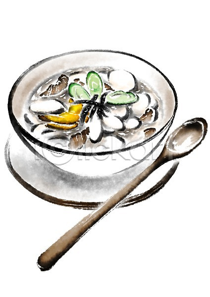사람없음 PSD 일러스트 떡국 숟가락 음식 전통음식 캘리그라피 한국전통 한그릇