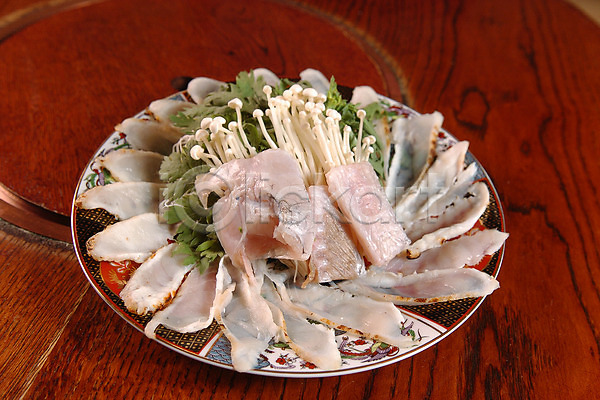 사람없음 JPG 포토 생선회 식재료 쑥갓 일본음식 접시 채소 팽이버섯 해물요리 해산물