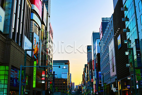 사람없음 JPG 포토 간판 노을 도시 도시풍경 도심 빌딩 야외 유흥가 일본 주간 풍경(경치)