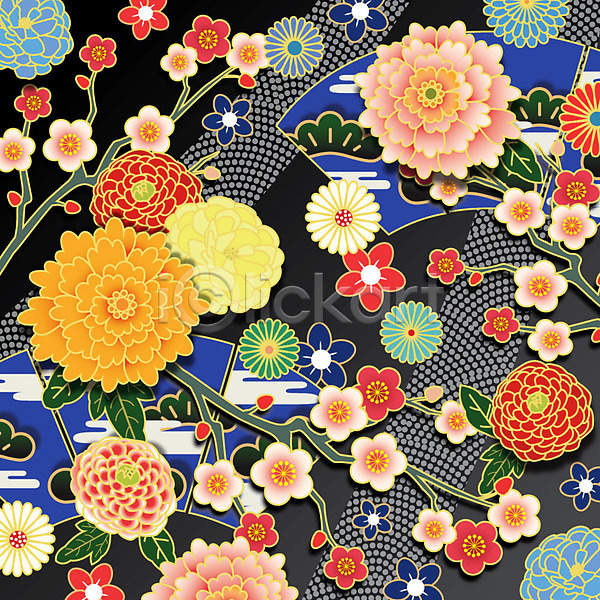 사람없음 AI(파일형식) 일러스트 국화 꽃 꽃무늬 꽃백그라운드 동백 문양 백그라운드 벚꽃 식물패턴 일본전통 자연문양 패턴 플라워패턴