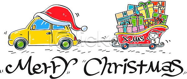 AI파일 일러스트 국내일러스트 눈사람 산타모양 선물상자 썰매 자동차 캘리그라피 크리스마스