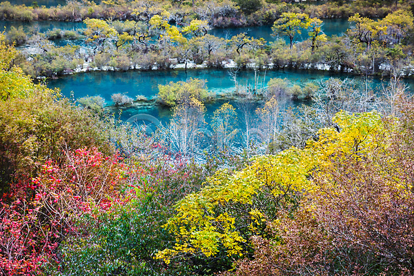 사람없음 JPG 포토 해외이미지 가을(계절) 공원 나무 당구 물 산 숲 아시아 여행 연못 자연 재산 중국 층 컬러풀 파란색 풍경(경치) 해외202004 호수 환경
