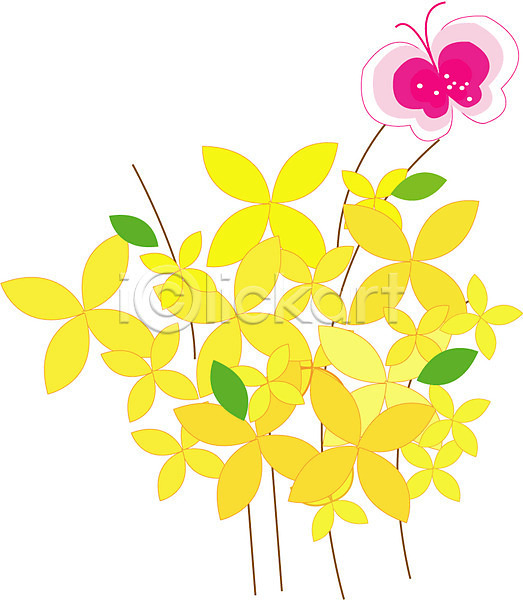 사람없음 EPS 아이콘 개나리 꽃 나뭇가지 나비 봄 봄꽃 식물 자연 클립아트