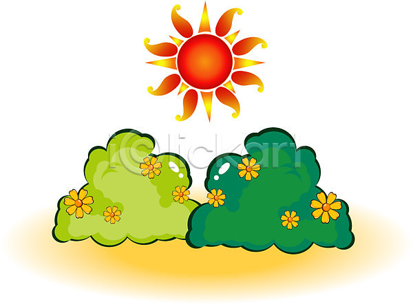 사람없음 EPS 일러스트 계절 꽃 나무 노란색 봄 사계절 식물 자연 클립아트 태양 해 햇빛