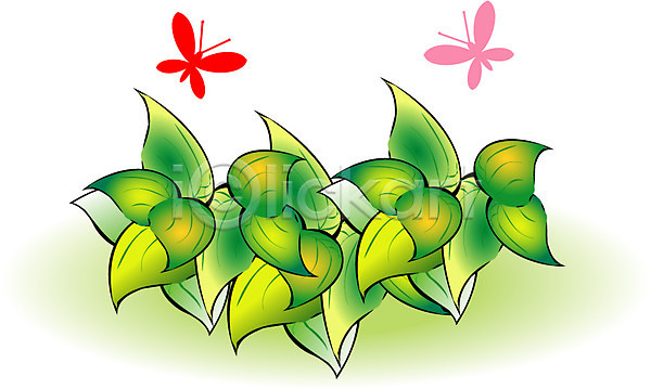 사람없음 EPS 일러스트 계절 곤충 나비 두마리 봄 사계절 식물 잎 자연 절지류 초록색 클립아트 풀잎 화초