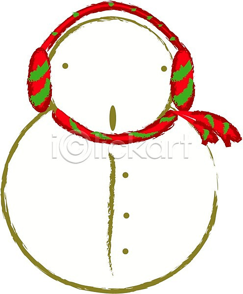 일러스트 겨울 계절 귀마개 눈(날씨) 눈사람 목도리 사계절 자연 크리스마스 클립아트